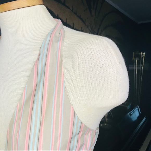 Tommy Bahaha Silk Neutral Striped Halter Dress - Picture 4 of 14
